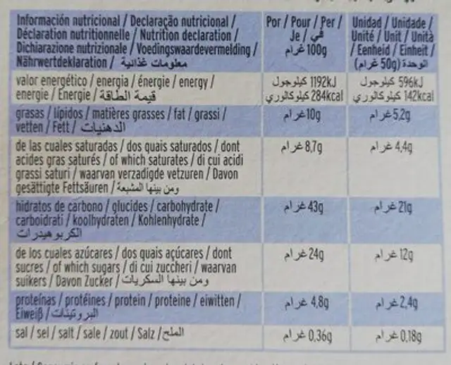 La menorquina vanille cookies nutrition facts table