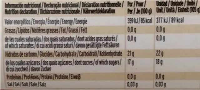 Polo up cola nutrition facts table