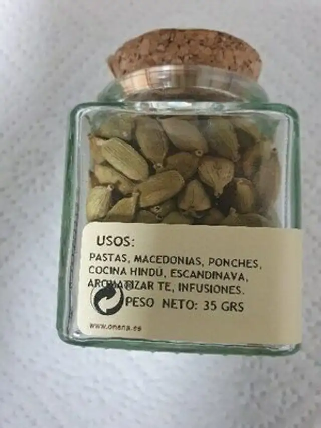 Cardamomo ingredients label