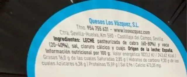Queso fresco nutrition facts table
