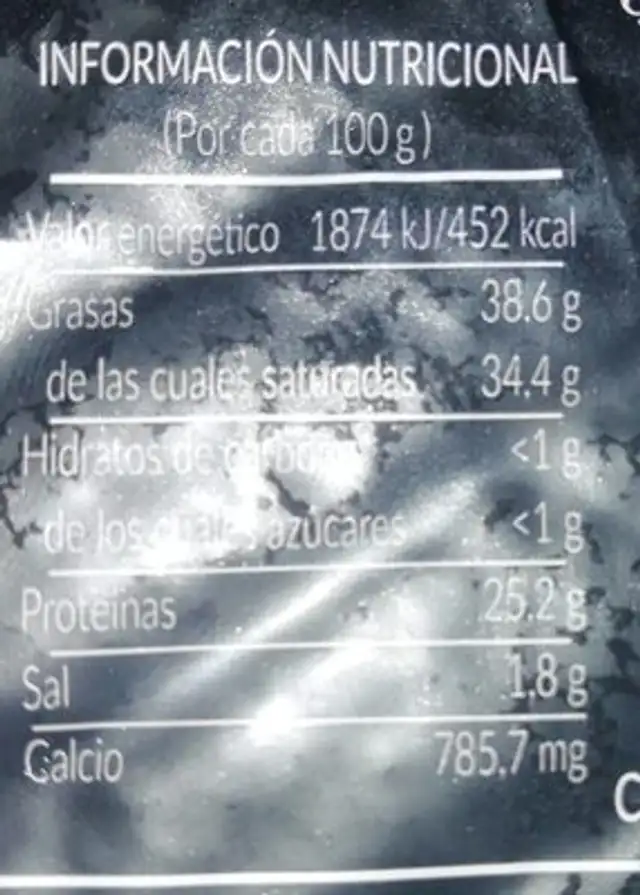 La oveja negra nutrition facts table
