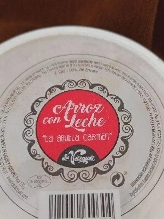 Arroz con leche "la abuela Carmen" ingredients label