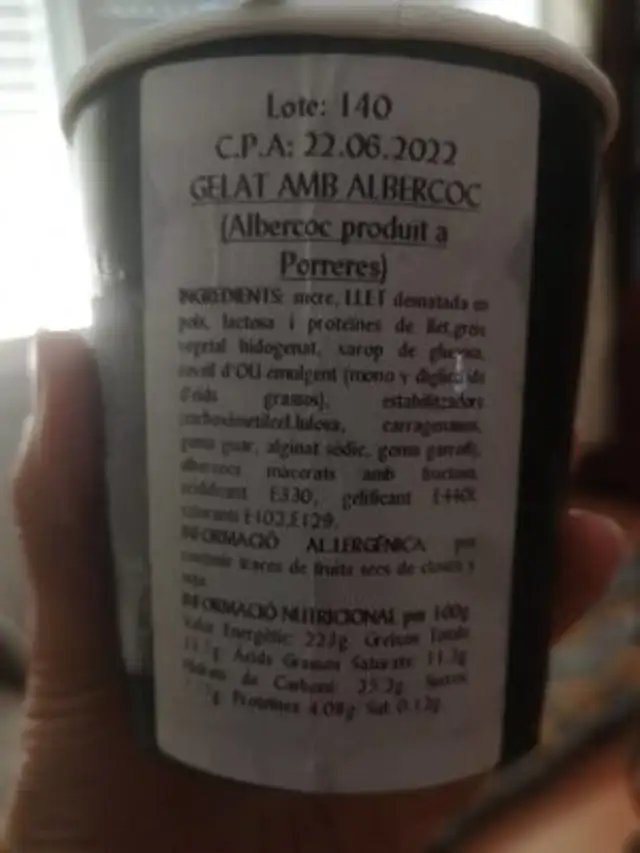 Helado albaricoque agromart nutrition facts table