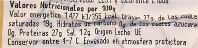 Queso massdam nutrition facts table