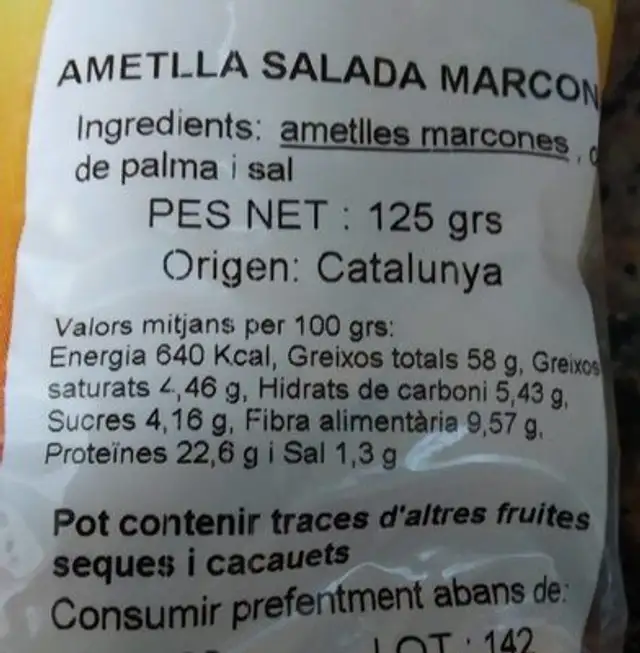 ametlla salada macrona nutrition facts table