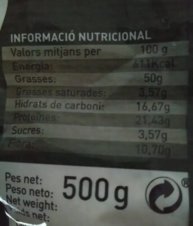Farina d'ametlla nutrition facts table