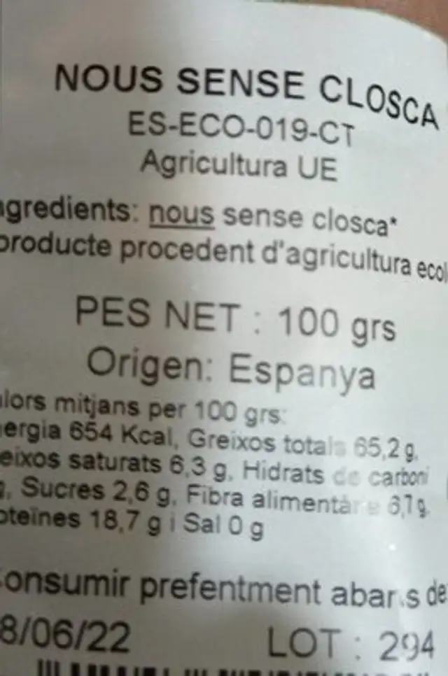 Nous sense cloaca eco nutrition facts table