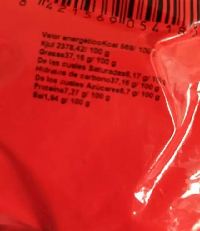 Merceditas nutrition facts table