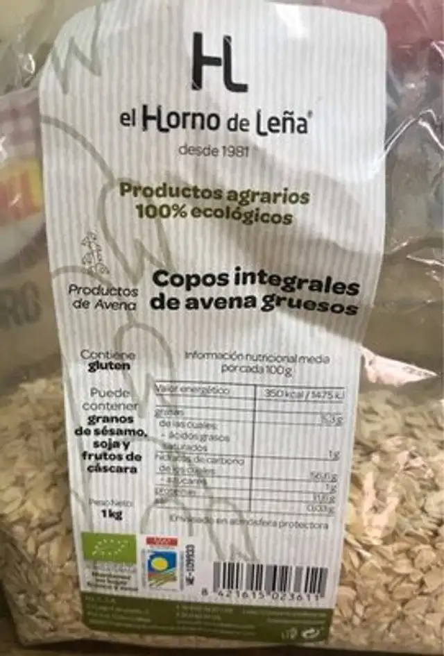 Copos integrales de avena gruesos