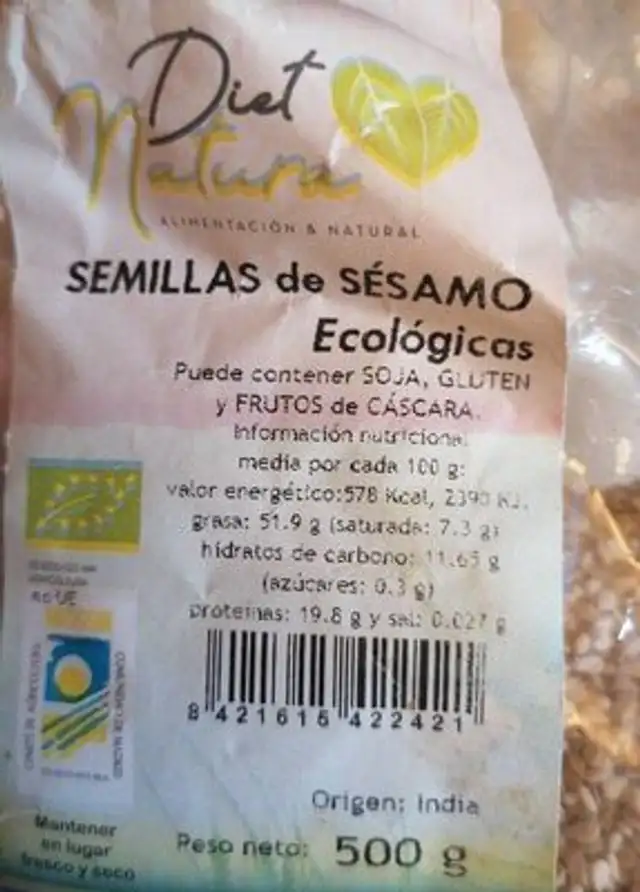 Semillas de sésamo nutrition facts table