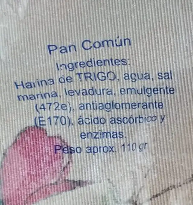Pan nutrition facts table