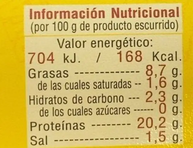 Mejillones en escsbeche nutrition facts table