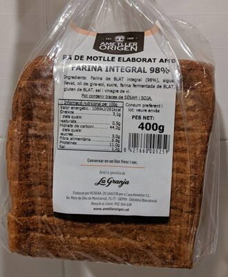 Pan de mottle elaborat amb Farina integral 98%