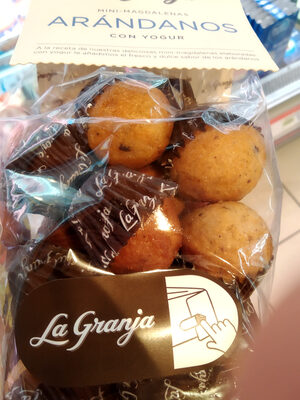 Mini magdalenas de arándanos con yogur front packaging