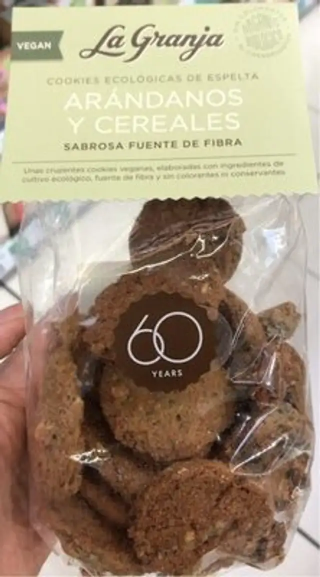 Cookies ecologicas de espelta arandanos y cereales