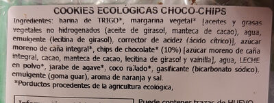 Choco chips ingredients label