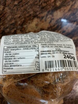 Choco chips nutrition facts table