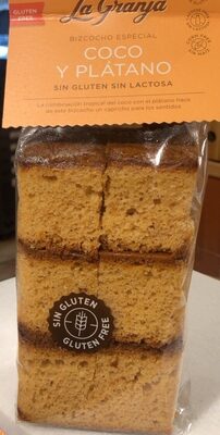 Bizcocho especial coco plántano sin gluten sin lactosa