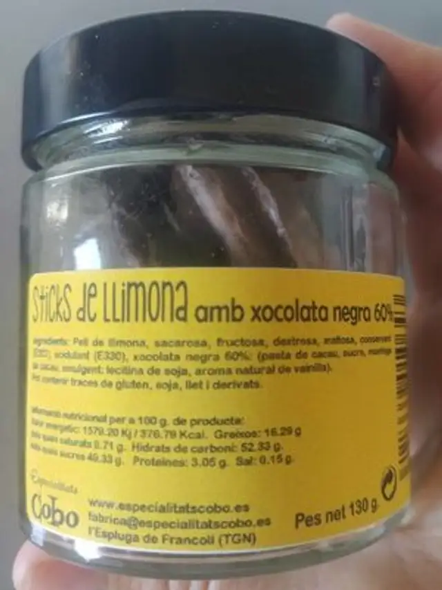 Sticks de llimona nutrition facts table
