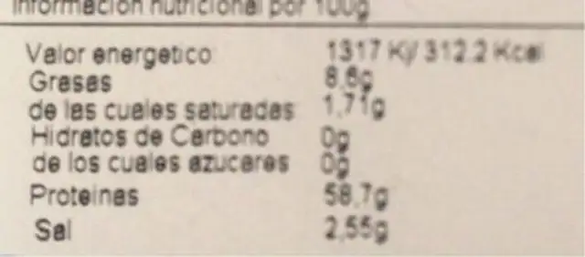 Cortezas de bacalao y maruca nutrition facts table