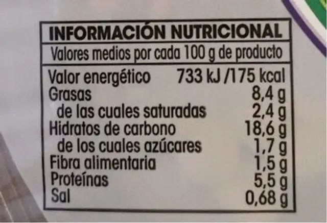 Pasta con brotes de espinacas nutrition facts table