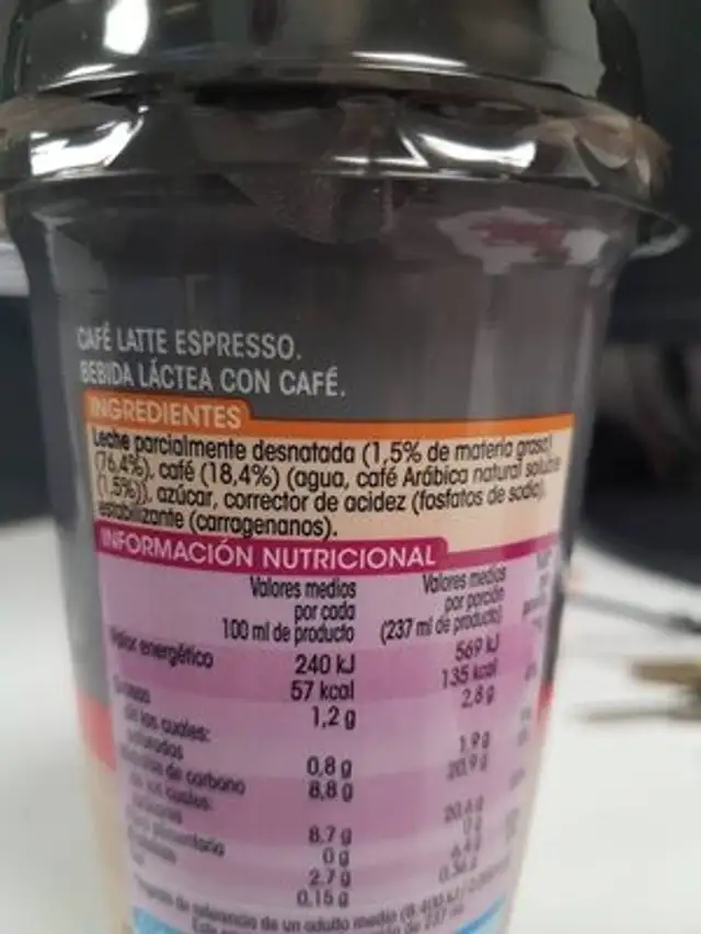 CAFÉ ESPRESSO ingredients label