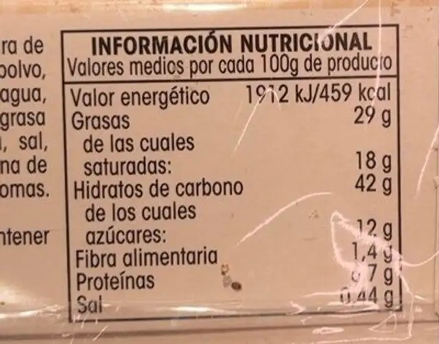 Mini hoop nutrition facts table