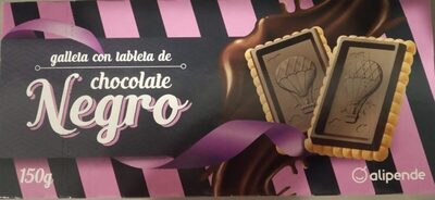 Galleta con tableta de chocolate negro front packaging