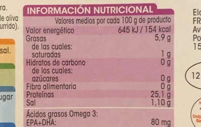 Atún ligero nutrition facts table