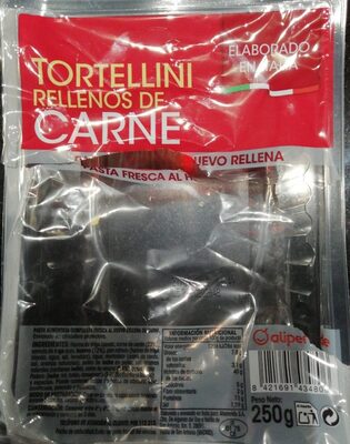 Tortellini rellenos de carne front packaging