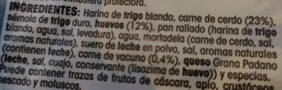 Tortellini rellenos de carne ingredients label