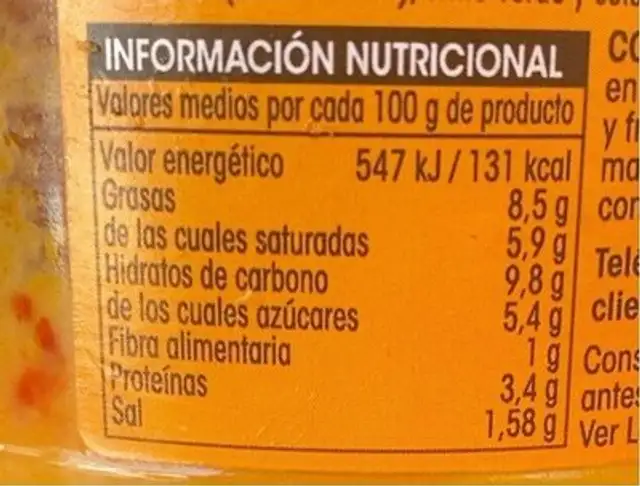 Salsa cheddar nutrition facts table