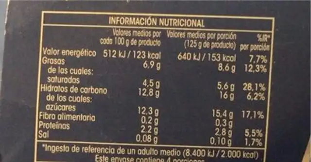 Yogur al estulo griego nutrition facts table