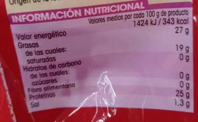 Queso rallado emmental nutrition facts table