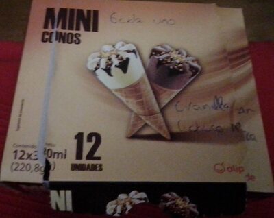 Mini conos de chocolate y vainilla