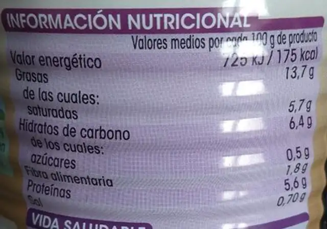 Lentejas con chorizo nutrition facts table