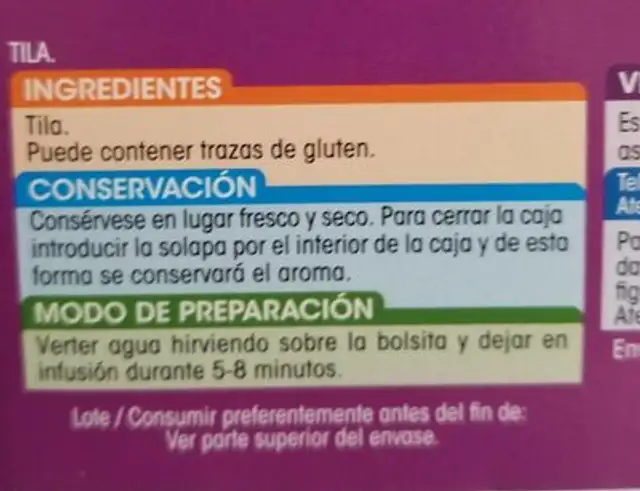 Tila nutrition facts table