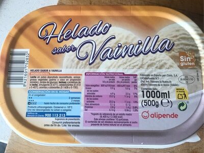 Helado vainilla front packaging