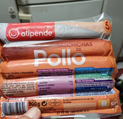 Salchichas de pollo front packaging