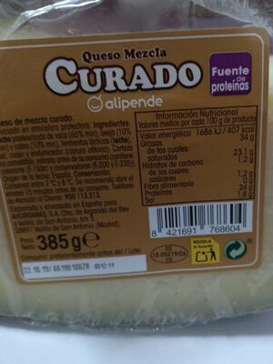 Queso mezcla curado front packaging