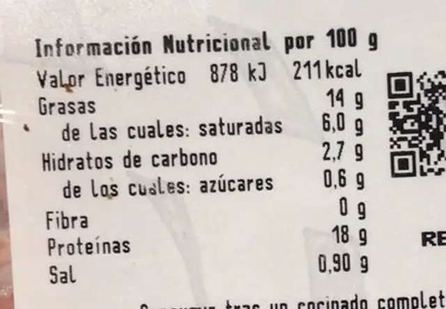 Carne picada nutrition facts table