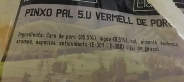 Unknown ingredients label