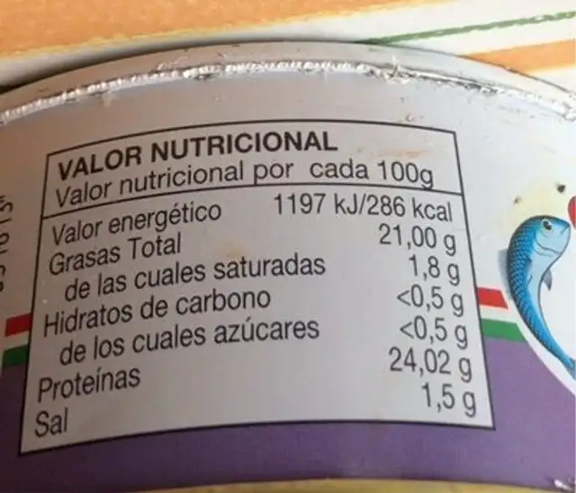 Atun en aceite de girasol nutrition facts table