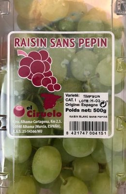 Raisin sans pepin front packaging