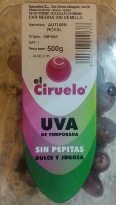 Uva de temporada sin pepitas front packaging