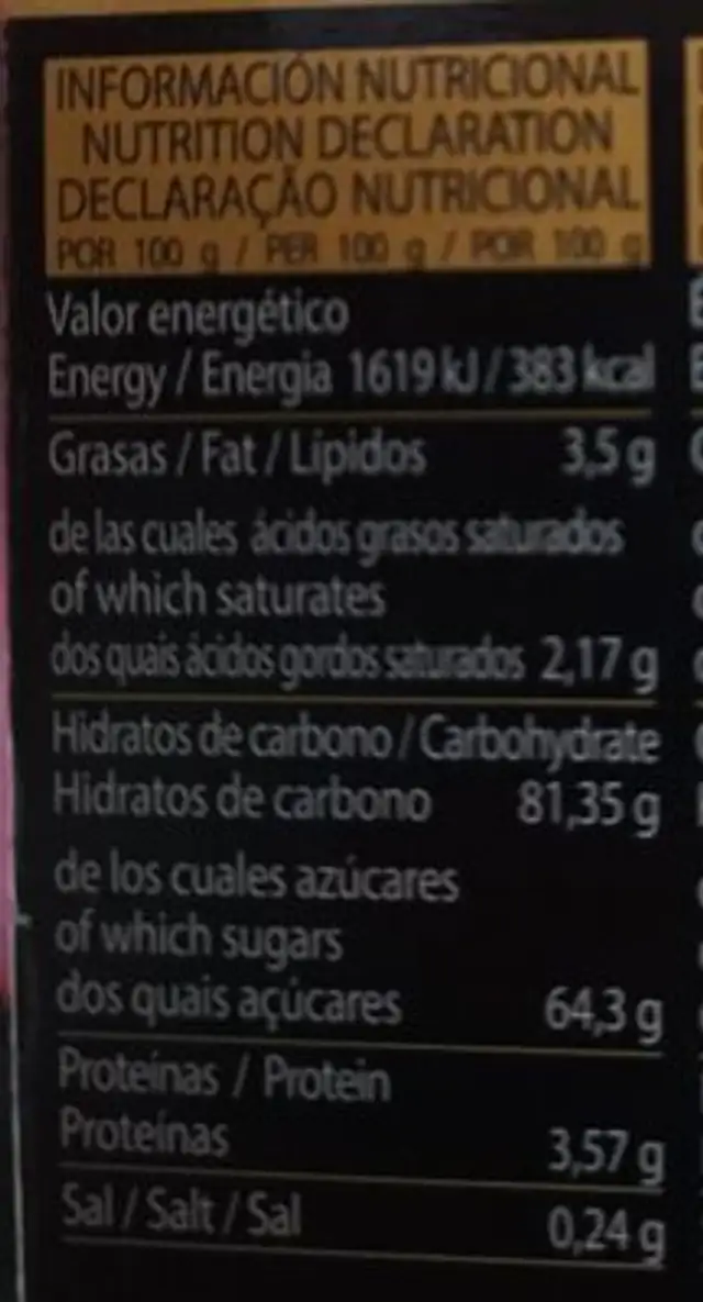 Let's Chocolaat nutrition facts table
