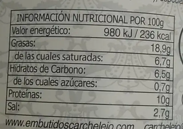 Mortadela pavo lunch nutrition facts table