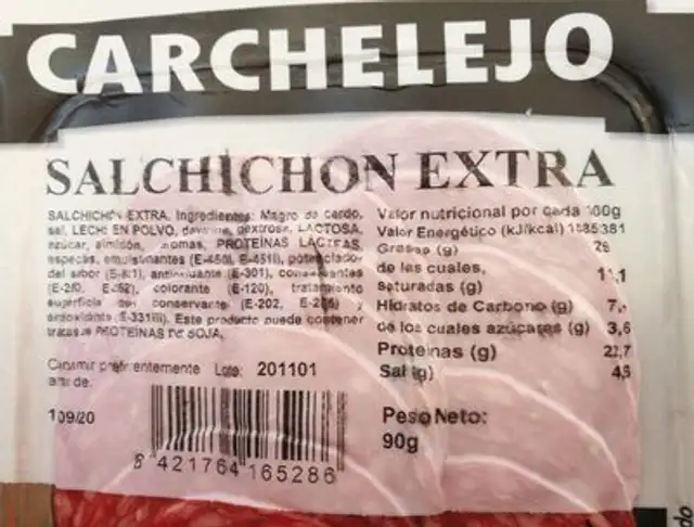 embutidos carchelejo nutrition facts table