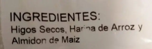 Higos secos la alpujarra ingredients label