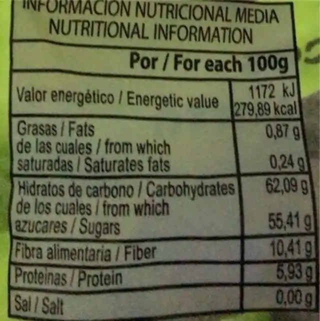 Higos secos la alpujarra nutrition facts table